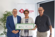 Remise du label Cap Cit’ergie à Est Ensemble par l’Ademe, jeudi 4 juillet 2019. De gauche à droite : Gérard Cosme, président d’Est Ensemble, Mireille Alphonse, vice présidente d’Est Ensemble déléguée à l’environnement et l’écologie urbaine et Jean-Marie Chaumel, directeur régional adjoint de l’Ademe. Photo Est Ensemble / Direction de la communication